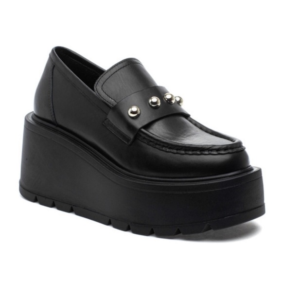 NWT J/SLIDES VICKY Black Leather Platform - Picture 2 of 16